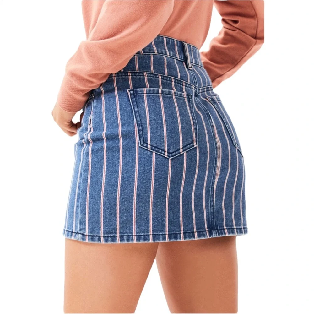 NWOT PACSUN red white and blue denim striped skirt size 24 / XS new without tags